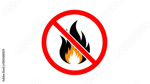 No Open Flame Warning Sign – Fire Prohibition Safety Symbol Icon