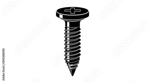 Metal Phillips Head Screw Illustration – Industrial Fastener Hardware Icon
