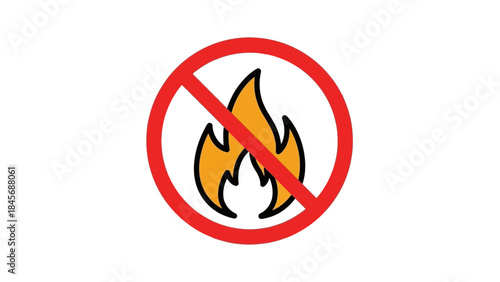 No Open Flame Warning Sign – Fire Prohibition Safety Symbol Icon