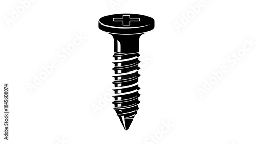 Metal Phillips Head Screw Illustration – Industrial Fastener Hardware Icon