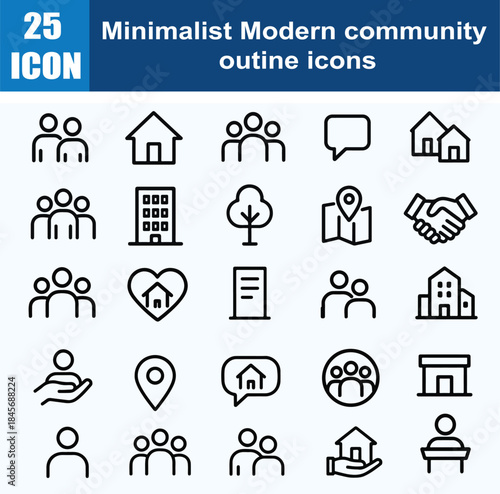Minimalist Modern community outline icons