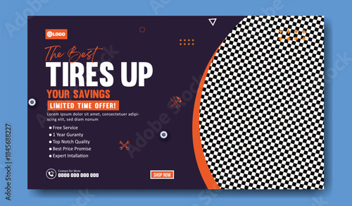 Modern Tire Sale Social Media Post Design.
Vehicle Tire Service Advertising Flyer.
Automotive Tire Discount Promotion Design.
Car Service & Tire Sale Marketing Template.