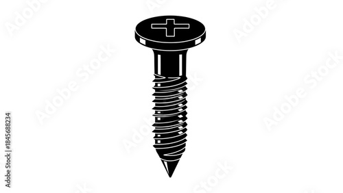 Metal Phillips Head Screw Illustration – Industrial Fastener Hardware Icon