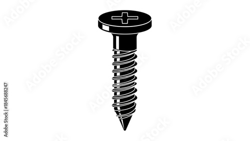 Metal Phillips Head Screw Illustration – Industrial Fastener Hardware Icon