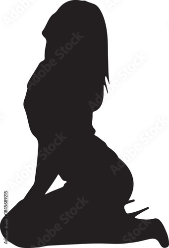 Elegance in Silhouette: A captivating silhouette of a woman poised gracefully, evoking a sense of allure and sophistication. The minimalist design emphasizes form and poise.