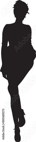 Silhouette's Stroll: A solitary figure, a striking silhouette against the space, walks with an air of elegance, their form outlined in shadow, evoking mystery and grace.