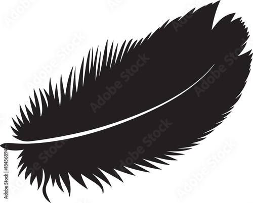 Elegant Silhouette: The delicate form of a single feather, captured in stark contrast, evokes a sense of weightless grace and timeless beauty.