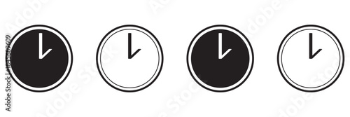 Clock icons in line style set isolated on white background. Time icon. Vector