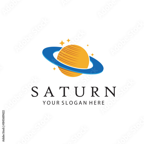 design of planet saturn with stars isolated on white background