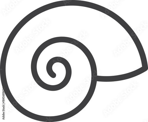 Spiral shell vector outline icon with an elegant aesthetic and gracefully curved lines representing marine life