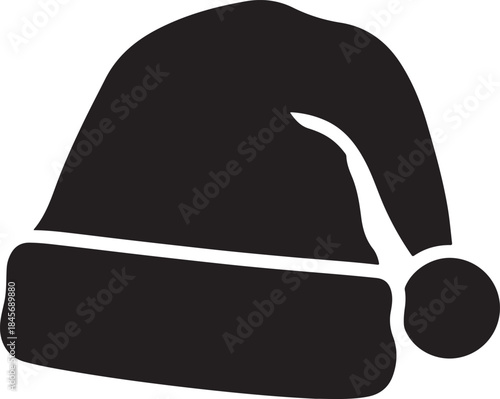 Holiday Cap Icon: This monochromatic illustration features a festive holiday cap, a simple yet iconic symbol of winter holidays and cheer.