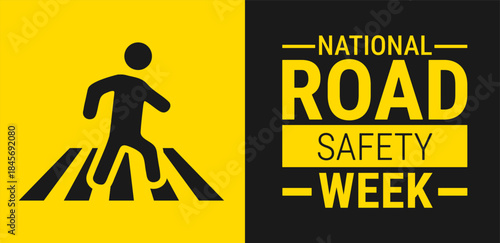 National Road safety week background, banner, card or poster design template is observed every year during January, to raise awareness about the mission. Vector illustration.