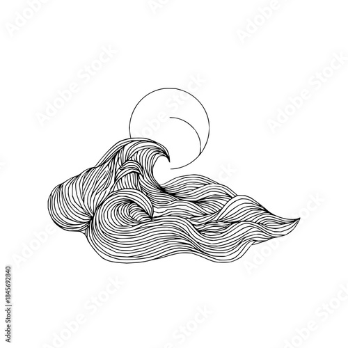 Wave Crashing under Moonlight