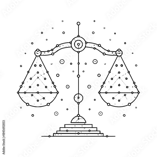 Scales of Justice with Stars on White Background