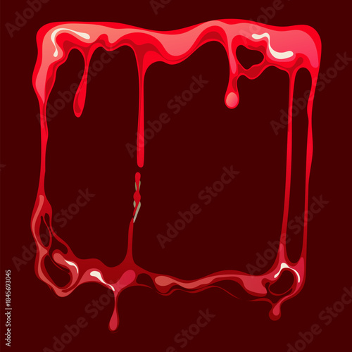 Horror blood abstract circle frame isolated concept. Vector flat graphic design illustration