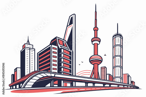 Digital Future City Abstract Illustration  Clean V (1) Vector Illustration