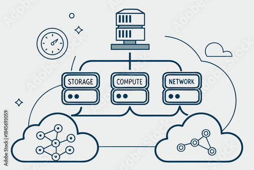 Cloud Server Infrastructure Illustration  Minimal  (2) Vector Illustration