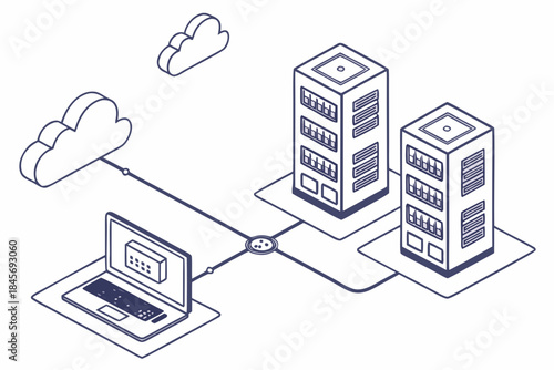 Cloud Server Infrastructure Illustration  Minimal  Vector Illustration