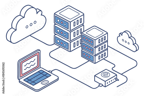 Cloud Server Infrastructure Illustration  Minimal  (1) Vector Illustration