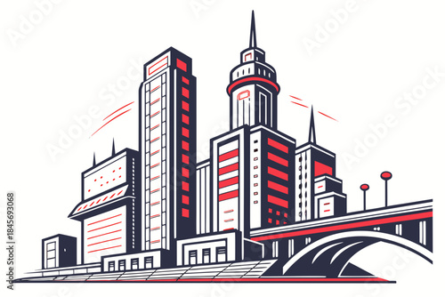 Digital Future City Abstract Illustration  Clean V (3) Vector Illustration