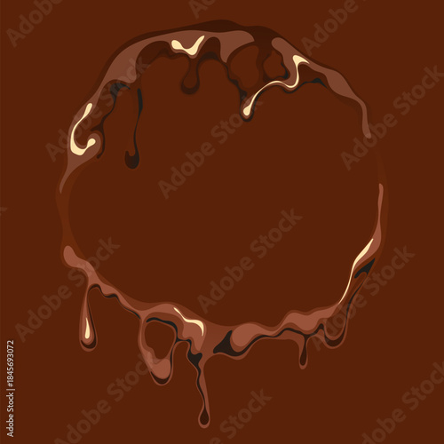 Chocolate melt flow border frame liquid banner concept. Vector design graphic illustration