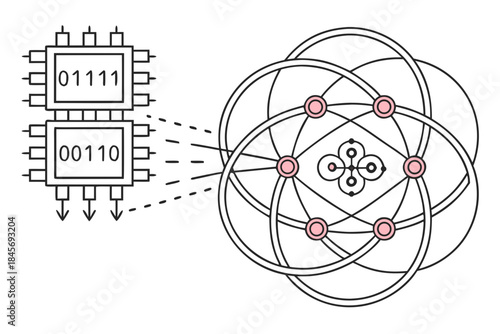 Abstract Quantum Computing Concept Illustration  C (1) Vector Illustration