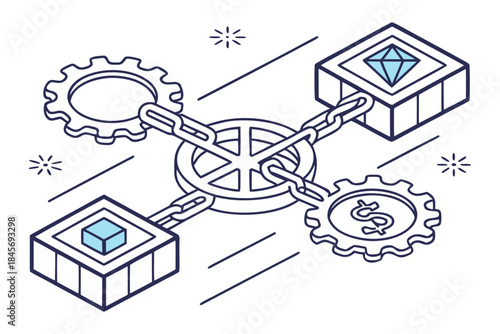 Blockchain Technology Abstract Symbol  Geometric V (1) Vector Illustration