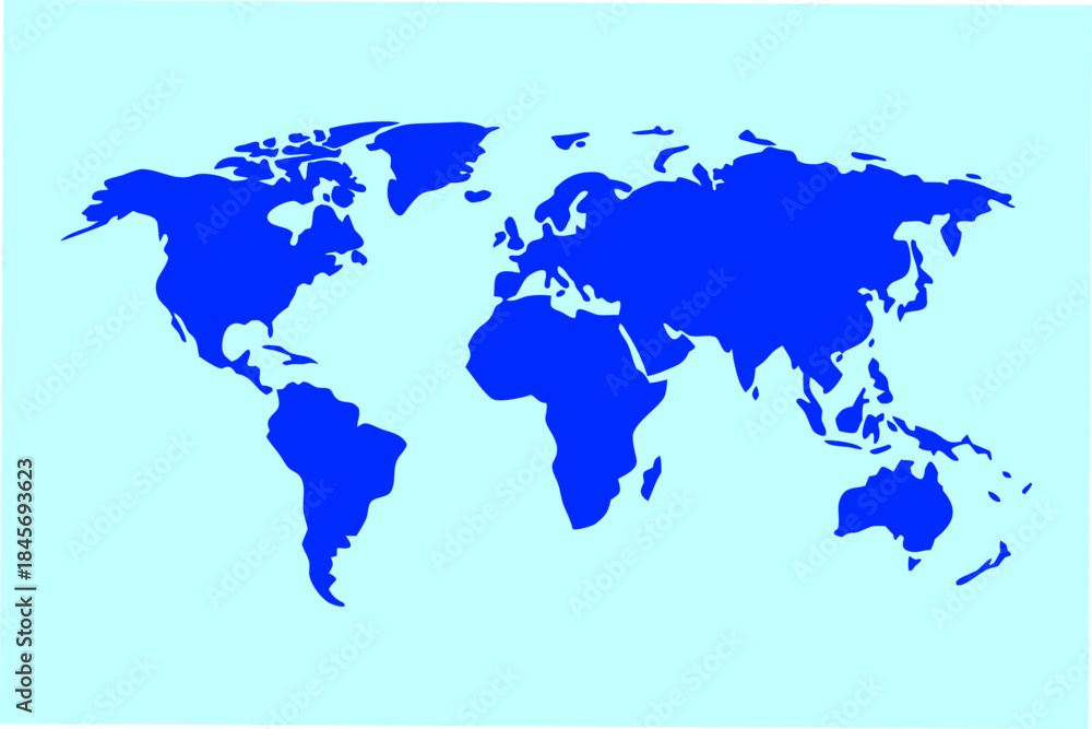 Fototapeta premium Flat Vector Illustration of All Continents in Separate Solid Colors — Modern Minimal Infographic World Map