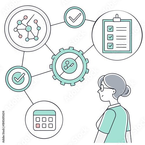 Productivity Workflow Abstract Illustration  Minim Vector Illustration