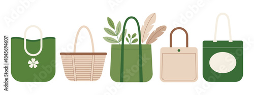 Paper shopping bags vector illustration showing groceries, fresh vegetables, and eco-friendly packaging, ideal for supermarket, farmer market, sustainable lifestyle, and healthy food digital design
