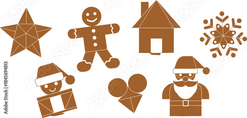 Geometric Silhouette Gingerbread Cookies Illustrations.