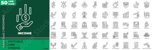 Income Line Editable Icons set