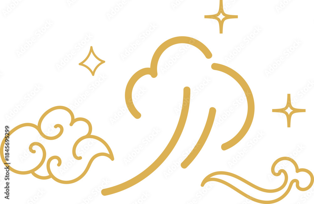 Fototapeta premium Gold Cloud Wave Decorative Element