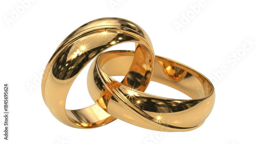 Interlocking Gold Wedding Rings on a Transparent PNG Image