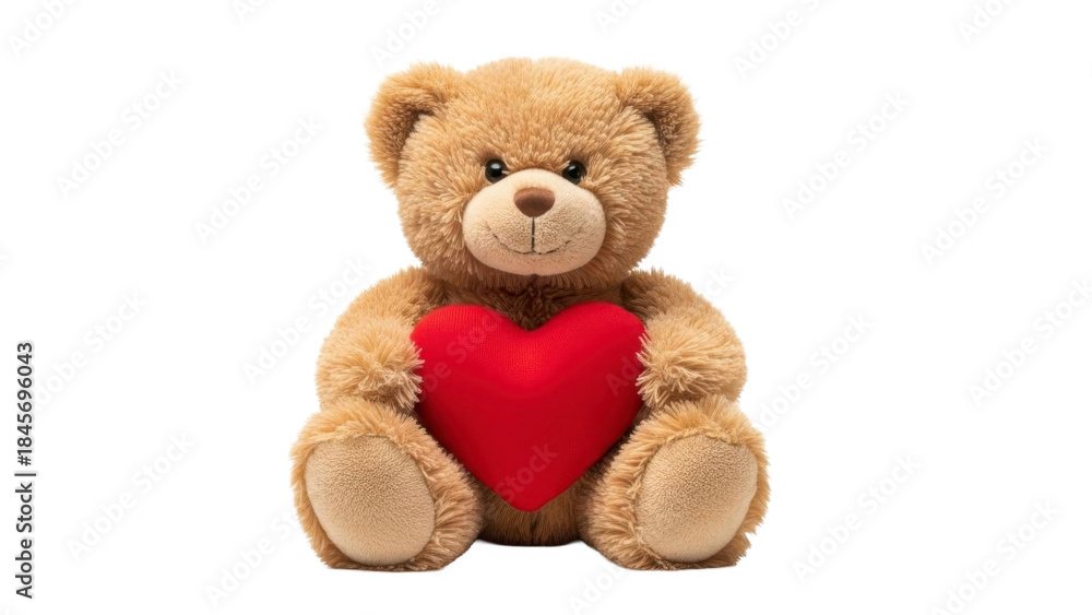 Obraz premium Teddy Bear Holding Heart on a Transparent Background PNG Image