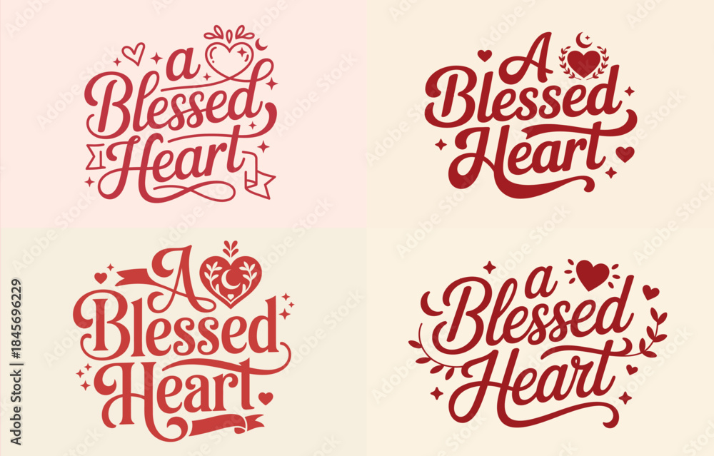 Fototapeta premium Collection of four different inspirational hand lettering designs featuring 