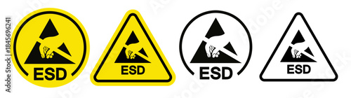 Warning Esd Protective Area Symbol Sign Stock Vector, ESD Protective Area Symbol Sign set , Vector Illustration, Isolated on White Background 
