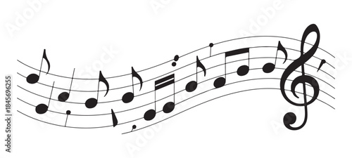 black music notes vector icon musical symbols for songs melody composition flat design