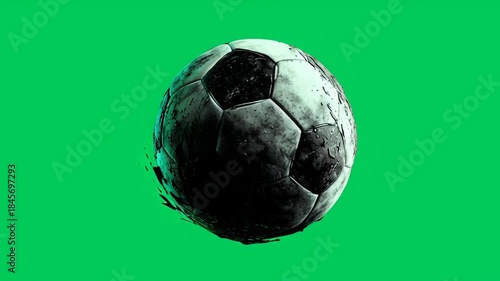 Grungy Soccer Ball on Green Screen - Sports and Recreation.