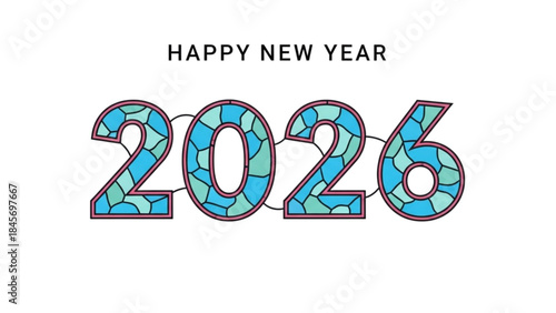 A vibrant Happy New Year 2026 mosaic design for the upcoming New Year.