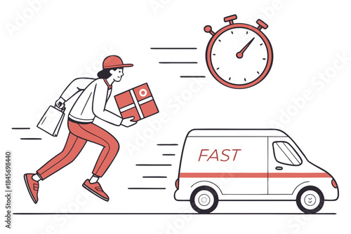 Fast Delivery Service Illustration  Flat Vector  W (1) Vector Illustration
