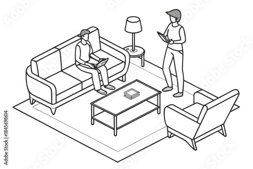 Furniture Arrangement Concept Illustration  Minima (3) Vector Illustration