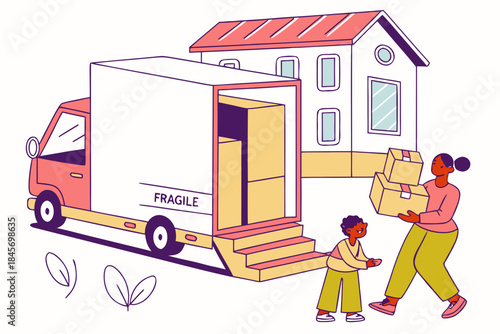 Moving House Service Illustration  Flat Vector  Wh (3) Vector Illustration