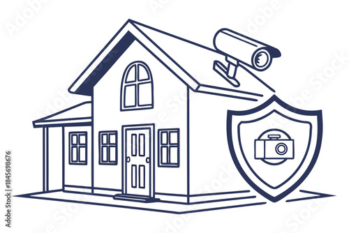 Home Security System Icon  Minimal Flat Style  Whi (2) Vector Illustration