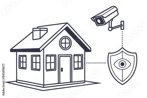 Home Security System Icon  Minimal Flat Style  Whi (1) Vector Illustration