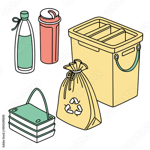 Zero Waste Lifestyle Illustration  Simple Vector   (2) Vector Illustration