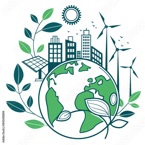 Sustainable Development Concept Illustration  Flat (1) Vector Illustration