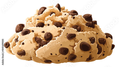 Delicious Cute Cookie Dough with Chocolate Chips Vector Illustration