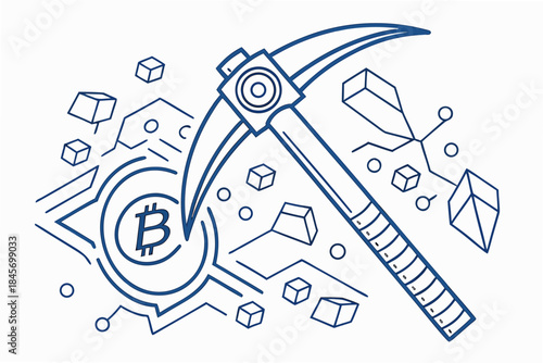 Cryptocurrency Mining Abstract Symbol  No Logos  W (2) Vector Illustration