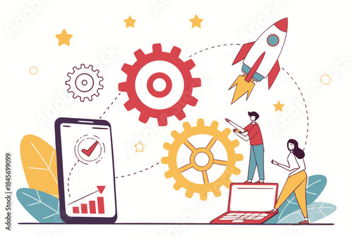 Startup Business Concept Illustration  Modern Flat Vector Illustration